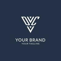 DC triangle monogram logo design ideas, creative initial letter logo with triangular shape logo vector