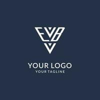 EB triangle monogram logo design ideas, creative initial letter logo with triangular shape logo vector