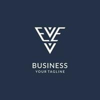 EE triangle monogram logo design ideas, creative initial letter logo with triangular shape logo vector