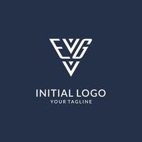 EG triangle monogram logo design ideas, creative initial letter logo with triangular shape logo vector