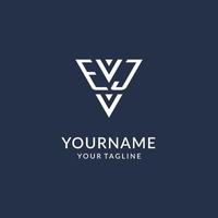 EJ triangle monogram logo design ideas, creative initial letter logo with triangular shape logo vector