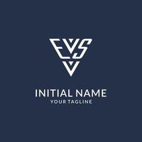 ES triangle monogram logo design ideas, creative initial letter logo with triangular shape logo vector
