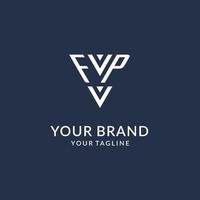 FP triangle monogram logo design ideas, creative initial letter logo with triangular shape logo vector