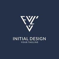 FL triangle monogram logo design ideas, creative initial letter logo with triangular shape logo vector