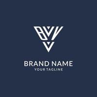 BV triangle monogram logo design ideas, creative initial letter logo with triangular shape logo vector