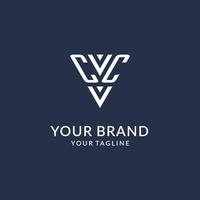 CC triangle monogram logo design ideas, creative initial letter logo with triangular shape logo vector