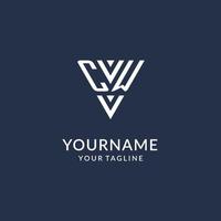 CW triangle monogram logo design ideas, creative initial letter logo with triangular shape logo vector
