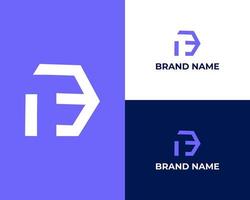letra F azul logo con negativo espacio flecha logo para negocio vector