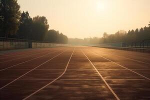 running track in a stadium. Running track in the stadium. Rubber coating. . photo