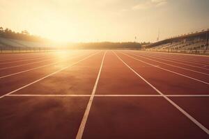 running track in a stadium. Running track in the stadium. Rubber coating. . photo