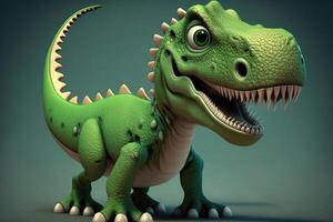 ai generado 3d linda barionix dibujos animados. un grupo de primitivo reptil dinosaurios desde el cretáceo período. foto