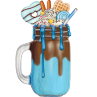 watercolor hand drawn milkshake png