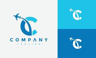 letter C airplane logo vector