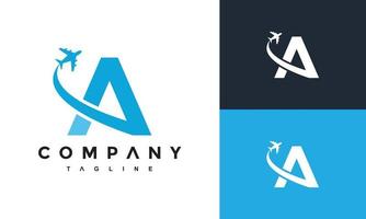 letter A airplane logo vector