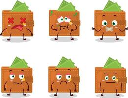 Wallet cartoon in character with nope expression vector