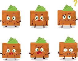 Cartoon character of wallet with what expression vector