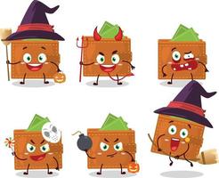 Halloween expression emoticons with cartoon character of wallet vector