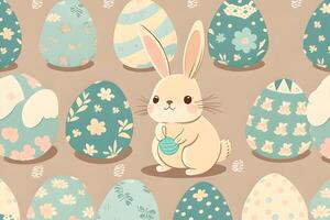 seamless pattern easter background with bunny and eggs. Illustration design by . photo