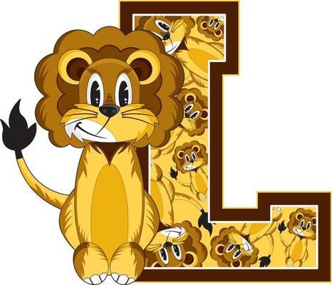 L is for Lion - Animals and Nature Alphabet Learning Educational Illustration
