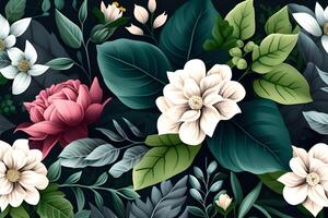 seamless pattern background design with colorful flowers for spring. Illustration design by photo