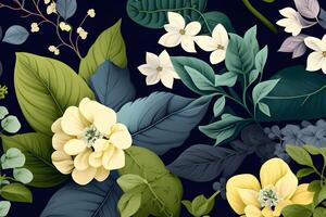 seamless pattern background design with colorful flowers for spring. Illustration design by photo