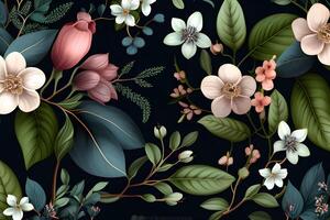 seamless pattern background design with colorful flowers for spring. Illustration design by photo