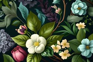seamless pattern background design with colorful flowers for spring. Illustration design by photo