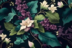 seamless pattern background design with colorful flowers for spring. Illustration design by photo