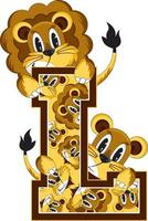L is for Lion - Animals and Nature Alphabet Learning Educational Illustration vector