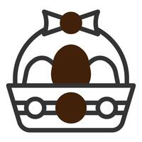 basket egg icon duotone grey brown colour easter symbol illustration. vector