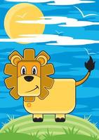 Cute Cartoon Lion - King of the Jungle Character vector