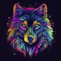 Wolf in neon colors. . photo