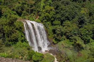 Landscape photo of great water fall on the travel destination Semarang Central Java. The photo is suitable to use for adventure content media, nature poster and forest background.