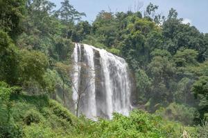 Landscape photo of great water fall on the travel destination Semarang Central Java. The photo is suitable to use for adventure content media, nature poster and forest background.