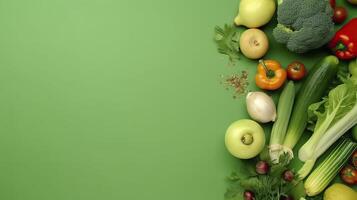 bandera con vegetales. Copiar espacio, antecedentes. generativo ai. foto