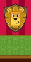 Cute Cartoon Lion on Trophy Mount - King of the Jungle Character vector