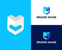 Abstract letter mv modern 3d business logo design template vector