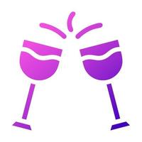 vaso vino icono sólido degradado púrpura rosado color Pascua de Resurrección símbolo ilustración. vector