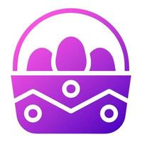 cesta huevo icono sólido degradado púrpura rosado color Pascua de Resurrección símbolo ilustración. vector