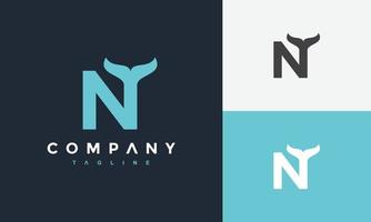 letter N whale tail logo vector