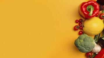 bandera con vegetales. Copiar espacio, antecedentes. generativo ai. foto