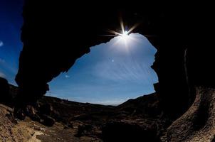 Silhouette of a rock formation photo