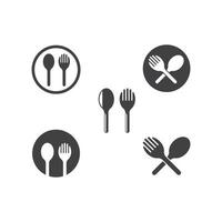 tenedor, cuchara, logotipo, icono, vector, ilustración vector