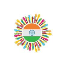 hand with indian flag vector icon illustration