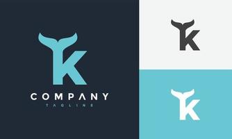 letter K whale tail logo vector