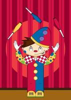 Cute Cartoon Juggling Big Top Circus Clown vector