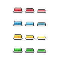 button collection set for animation in pixel art style vector