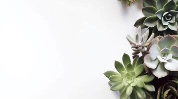 Banner with succulents. Copy space, background. . photo