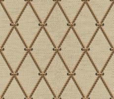 Seamless geometric pattern with net made of hemp rope, texture of jute fabric behind. Rhombus grid. Vintage style. vector