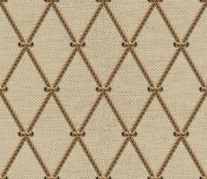 Seamless geometric pattern with net made of hemp rope, texture of jute fabric behind. Rhombus grid. Vintage style. vector